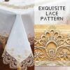 Lace Tablecloth Rectangle Fabric Washable Beige 72x126inch