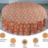 Block Print Round Tablecloth Bubblegum Pink 60 Inch 100% Cotton