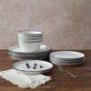 Famiware Saturn Dinnerware Sets, Ceramic Plates and Bowls for 4 with Trim