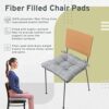 Arlee Chair Cushions for Dining Chairs, Set of 2 - Fiber Filled Chair Pads, Plaid Woven with Tiebacks - Durable Thick Seat Cushions for Kitchen, Office, Patio, 16” L x 16’’ W - Charcoal
