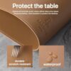 Baroyal Faux Leather Placemats Set of 4 Vinyl Washable Wipeable Table Mats for Kitchen Dining Table Heat Resistant Waterproof Indoor/Outdoor Placemats Non-Slip Easy Clean Place Mats (British Khaki)