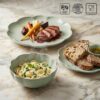 Sango 12 Pieces Scalloped Dinnerware Set, Sage Green Dishes for 4, Premium Serving Plates & Bowls Sets, Chip Resistant, Ceramic Dishware, Kitchen Dish, Microwave & Dishwasher Safe, Bethany