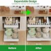 Versatile bathroom storage setup using the PAKETA expandable pull out cabinet organizer under the sink