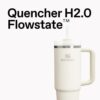 The 40 oz Stanley tumbler showing the interior double wall vacuum insulation construction for cold or hot drinks.