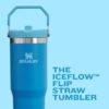 Top-down view of the Stanley IceFlow tumbler lid featuring the flip straw and durable BPA-free construction.