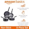 The complete 8-piece ceramic non-stick cookware set including saucepans and lids ready for stovetop use.