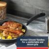 Side profile of the T-Fal professional induction-ready fry pan set with stainless steel base.