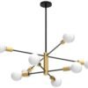 Detailed view of the E26 medium-base bulb sockets on the modern sputnik chandelier arms.