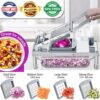 Top view of the IPOVIPO stainless steel vegetable chopper showing multiple blade storage options.