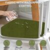 Demonstration of the waterproof fabric surface being wiped clean on an Iristykilin kitchen chair cushion.