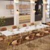 Tribesigns Square Commercial Dining Table, 31.5", White & Gold