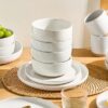 Microwave and dishwasher safe Famiware dinnerware set styled for a family dinner