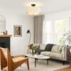 Detailed view of the three E26 bulb sockets inside the bedroom semi flush mount light fixture