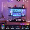 Sturdy metal coffee bar cabinet frame highlighting 10-bottle wine storage capacity