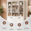 71" Pantry Cabinet with Adjustable Shelf and Drawers, Tall Kitchen Pantry Storage Cabinet with Microwave Stand, Metal Hutch Cabinet with Doors for Dining Room, Living Room, White