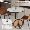 Wisfor Kitchen Dining Table Coffee Table: Round 30 Inch Sintered Stone High Gloss White Tabletop Dinner Tables with Black Round Pedestal Base for Home Bar Shop Restaurant