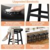 Raynesys 24 Inche Bonded Leather Counter Height Bar Stools Set of 2 Curved