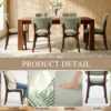 Mid Century Modern Dining Chairs Set of 6, Upholstered Dining Chair with Curved Back, Armless Fabric Kitchen Chair with Solid Wood Legs for Living Room, Kitchen,Light Green