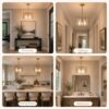 14.2 Inch Gold Chandeliers for Dining Room, Adjustable Height