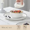 Overhead view of the MALACASA Luna 12 piece porcelain dinnerware set arranged for a dinner party of four.
