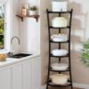 6-Tier Freestanding Pot Rack, 100 Lbs Cast Iron Cookware Stand, Sturdy Pan Holder Tower with Anti-Tip Feet, Large Storage Rack with Metal Frame, for Kitchen Dining Room, Black TPR25BB