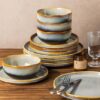 Ceramic Dinnerware Set for 8, 24-Piece Plates and Bowls Set