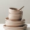 Famiware Milkyway 12-Piece Stoneware Dinnerware Set, Cinnamon Brown