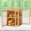 HOOBRO Bread Box, Bamboo Bread Box for Kitchen Countertop, 2-Tier Corner Bread Box, Large Capacity Bread Bin, Food Storage Box, Bread Storage Container for Kitchen, Dining Room, Natural YL12MB01