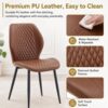 Dining Chairs Set of 4 Modern PU Leather, Upholstered Kitchen Chairs, Brown