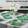 Durable green stoneware cereal bowl showcasing the smooth, lead-free reactive glaze