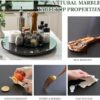 16'' Marble Lazy Susan for Kitchen Counter, Black Marble Turntable for Dinning, Lazy Susans Organizer for Cabinet, Serving Rotation Spinning Tabletop Organizer Swiveling, Spice Rack Storage