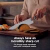 Space-saving Ninja knife block with the removable NeverDull sharpener detached