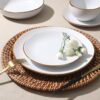 Gibson Home Hazeltine 16-Piece White Stoneware Dinnerware Set – Plates and Bowls, Durable Ceramic Kitchen Dinner Set