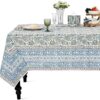 Asparagus Green Block Print Square Tablecloth 54x54 Inch
