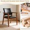 Mid-Century Modern Dining Chairs with Armrest Set of 1, PU Leather Upholstered Dining Room Chairs with Solid Wood Frame, Walnut Kitchen Armchairs for Kitchen Living Room Restaurant, Black