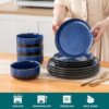 Side profile showing the durable construction and vertical rim edges of the microwave-safe ceramic plates.
