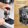 Close-up of the Ninja Luxe Café 3-in-1 machine brewing a cold pressed espresso drink.