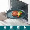 Top-down view of 10.25-inch dinner plates and 8-inch salad plates with earthy tones