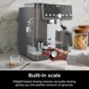 Detail shot of the Ninja Luxe Cafe Pro digital interface showing Barista Assist technology grind recommendations.