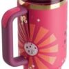 Top-down view of the Stanley Barbie tumbler lid and straw assembly, perfect for iced beverage enthusiasts.