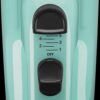 A lifestyle view of the Ice Blue 5 speed hand mixer used to blend cookie dough in a kitchen setting.