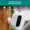 Arlo Essential 2K security camera mounted near a front door to monitor package deliveries and arrivals.
