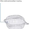 Open Dart 6 inch hinged plastic container demonstrating the easy-open design and secure dual locks.