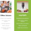 H70 cold press juicer tucked neatly on a kitchen countertop to highlight its space-conscious footprint.