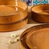 Table setting featuring the Santorini Mist terracotta dinnerware set for home entertaining