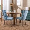 Light Blue Dining Chairs Set of 2 -Modern Velvet Upholstered Dining Chair with Ergonomic Tufted Backrest and Solid Wood Legs, Easy Assembly for Kitchen, Dining Room, Living Room, Restaurant