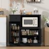 Garvee Kitchen Microwave Cabinet with Drawers and Storage, Modern Small Buffet Cabinet with Adjustable Shelf, Wooden Sideboard with Wide Top for Dining Room, Living Room, White