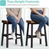 Rustic Bar Stools, 24 Inch Barstools Set of 2, Counter Height Stool with Footrest, Wooden Stools for Kitchen Island, Heavy Duty Backless Chair for Dining Table Farmhouse Outdoor