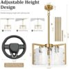 14.2 Inch Gold Chandeliers for Dining Room, Adjustable Height