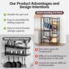 5-Tier Pot and Pan Organizer Rack with Hooks, Heavy-Duty Kitchen Storage Shelf for Cookware, Dishes, and Utensils, Freestanding Metal Pot Rack Organizer for Kitchen, Pantry, or Dining Room